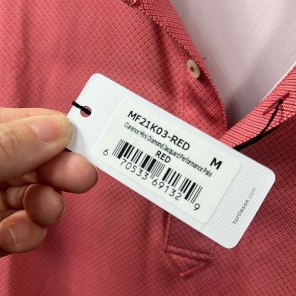 Turtleson Clarence mini diamond Jaquard performance polo red size medium.NWT - Picture 3 of 10